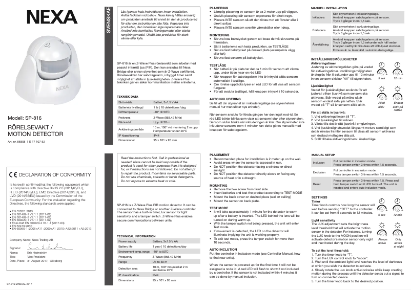 First page image of the manual for SP-816