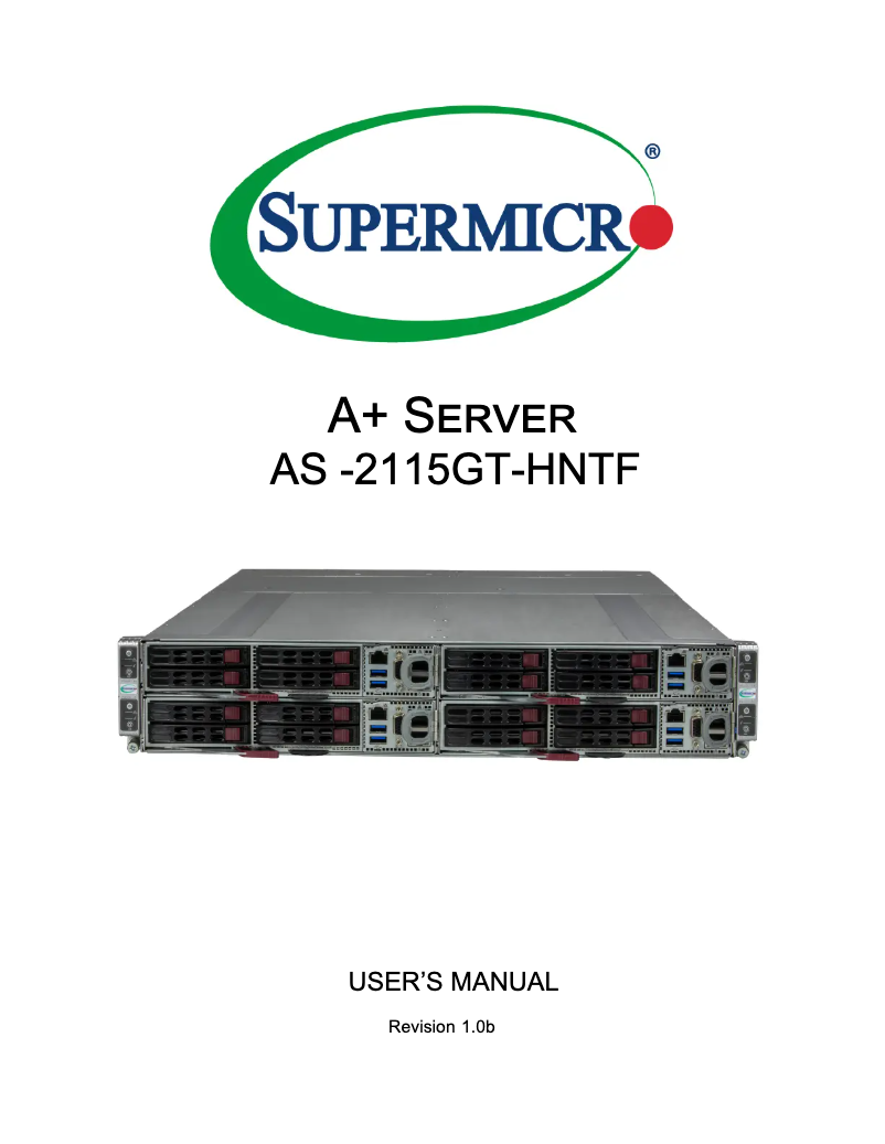 Page 1 of the manual User Manual Supermicro SuperServer AS-2115GT-HNTF