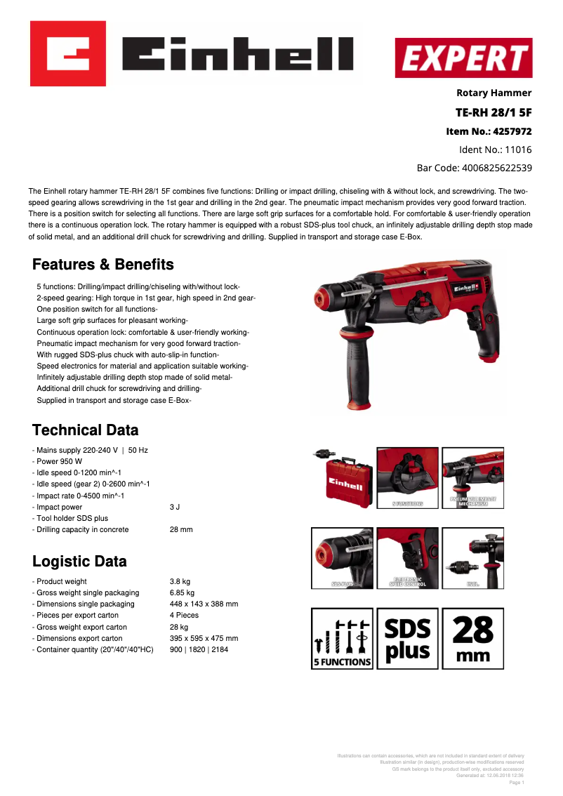 First page image of the manual for TE-RH 28/1 5F