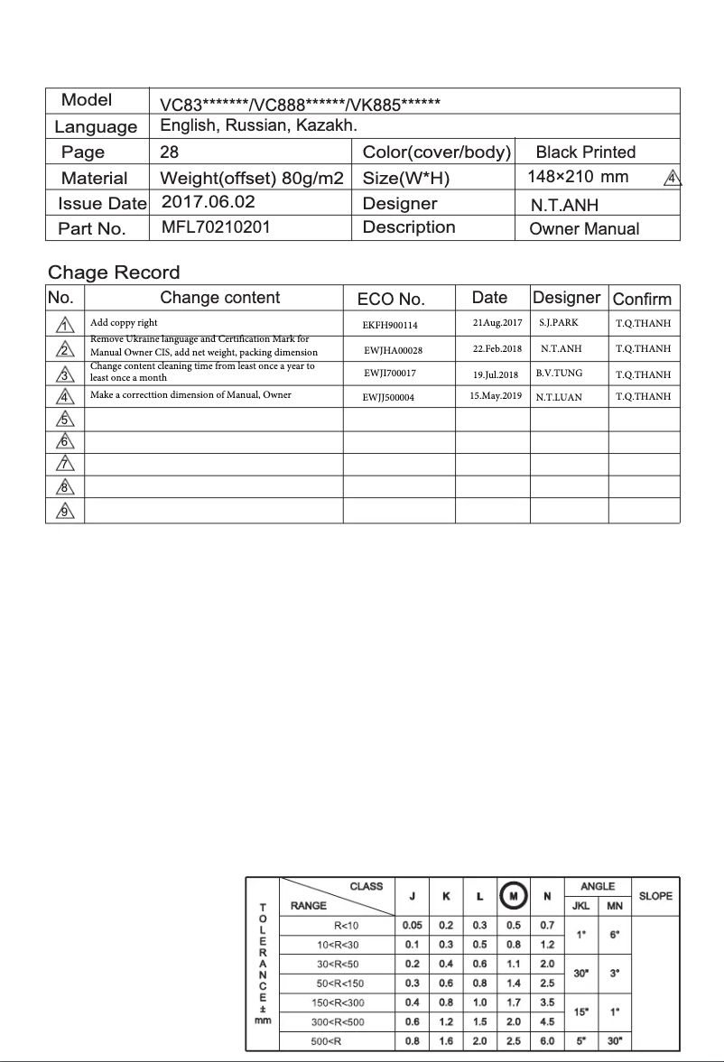 Page 1 of the manual User Manual LG VC83209UHAS