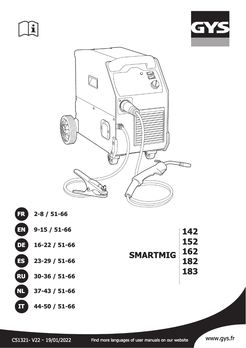 Page 1 of the manual User Manual GYS Smartmig 182