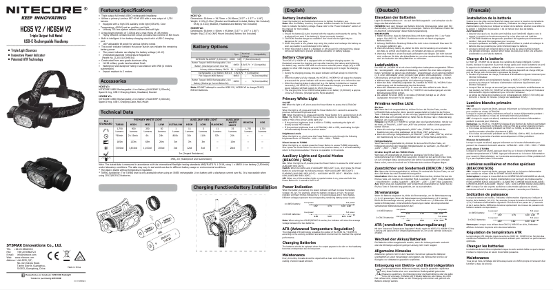 Page 1 of the manual User Manual Nitecore HC65M V2