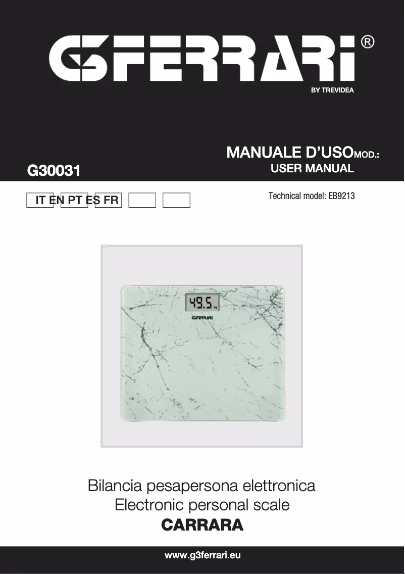 Page 1 de la notice Manuel utilisateur G3 Ferrari Carrara G30031