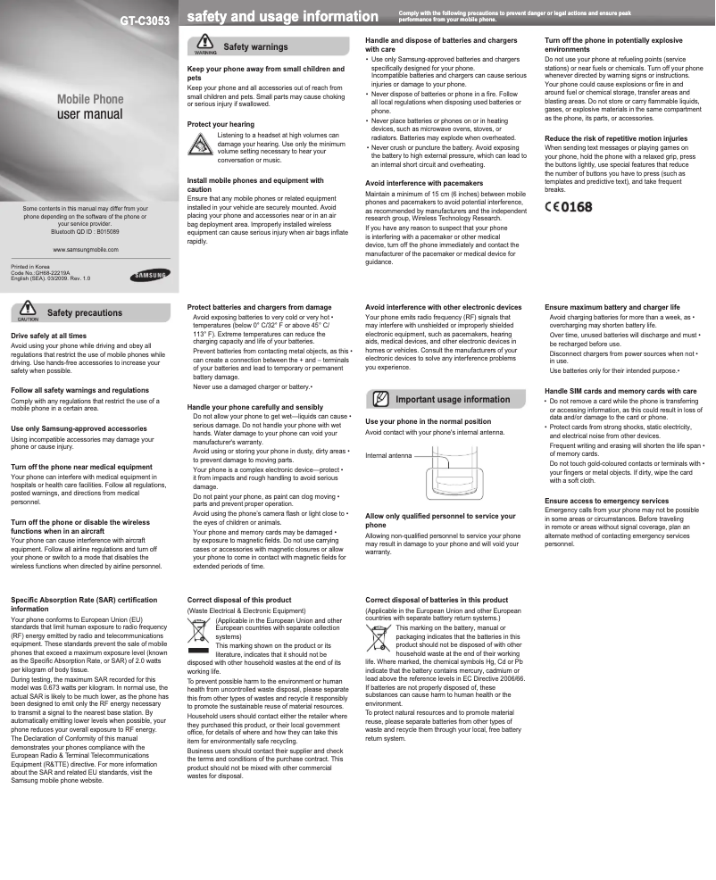 First page image of the manual for Stratus C3053
