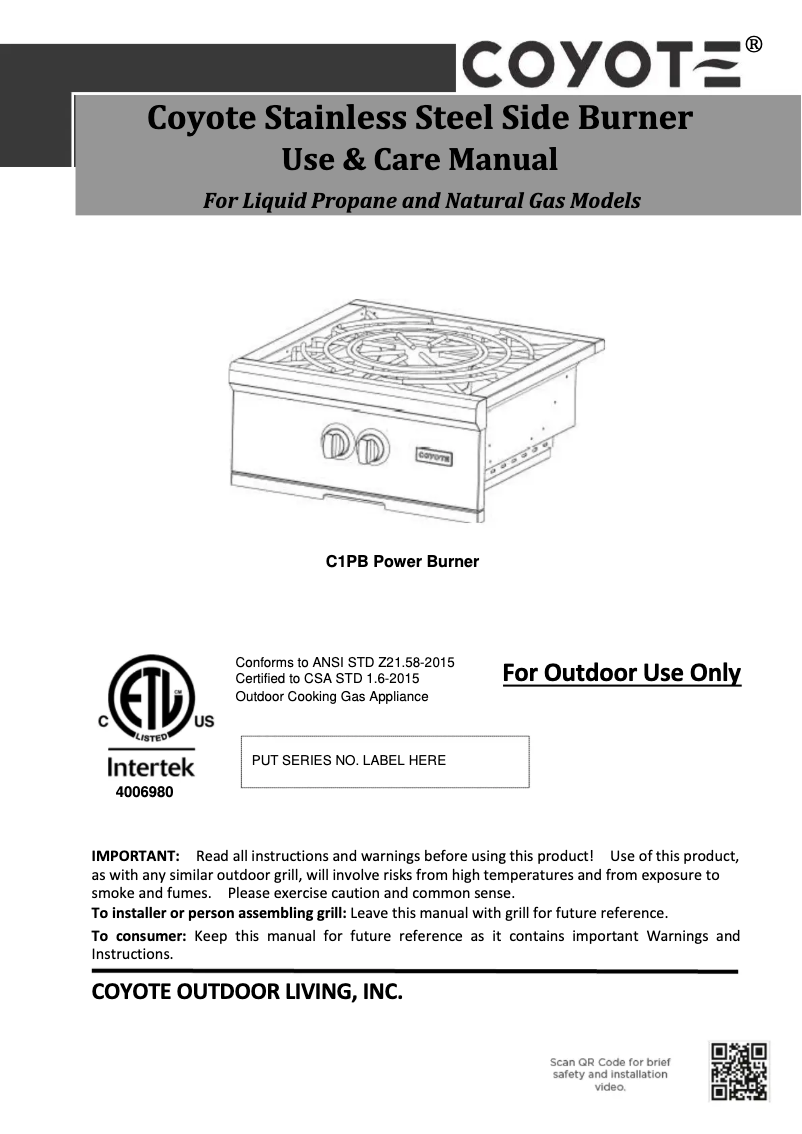 Page 1 of the manual User Manual Coyote C1PB
