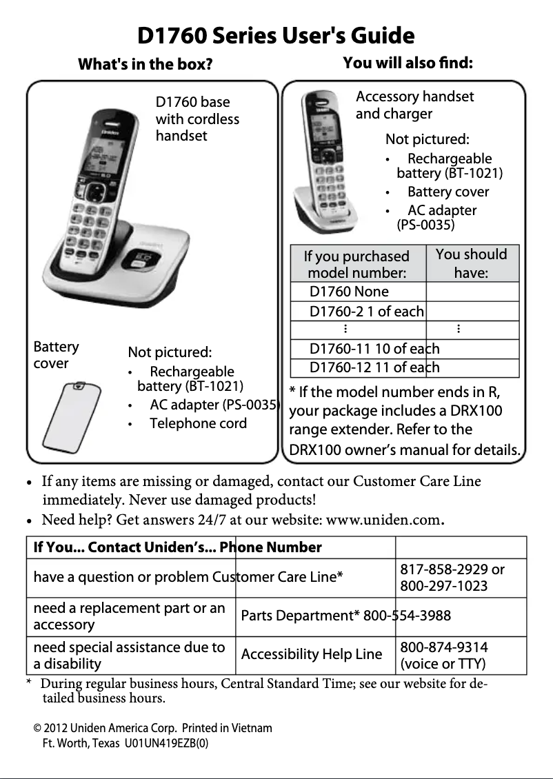 First page image of the manual for D1760-3