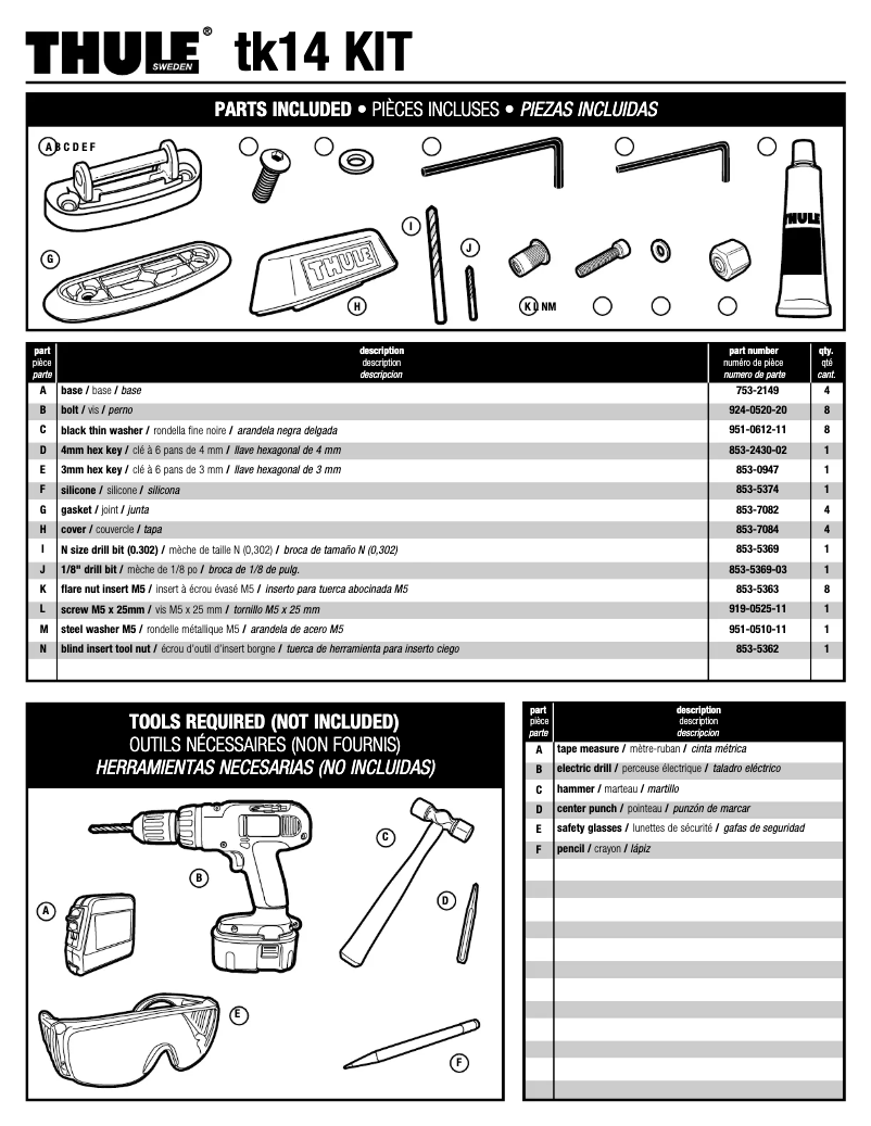 Page 1 of the manual User Manual Thule Direct Mount TK14