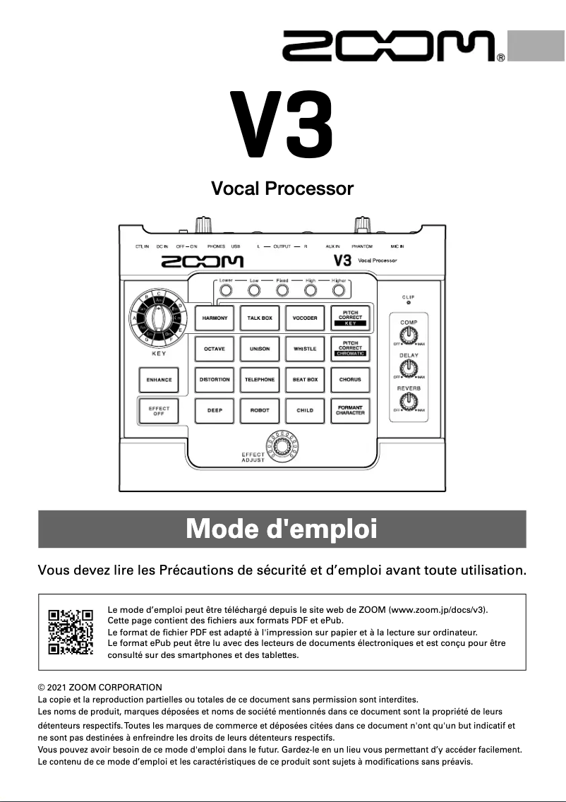 Page 1 of the manual User Manual Zoom V3