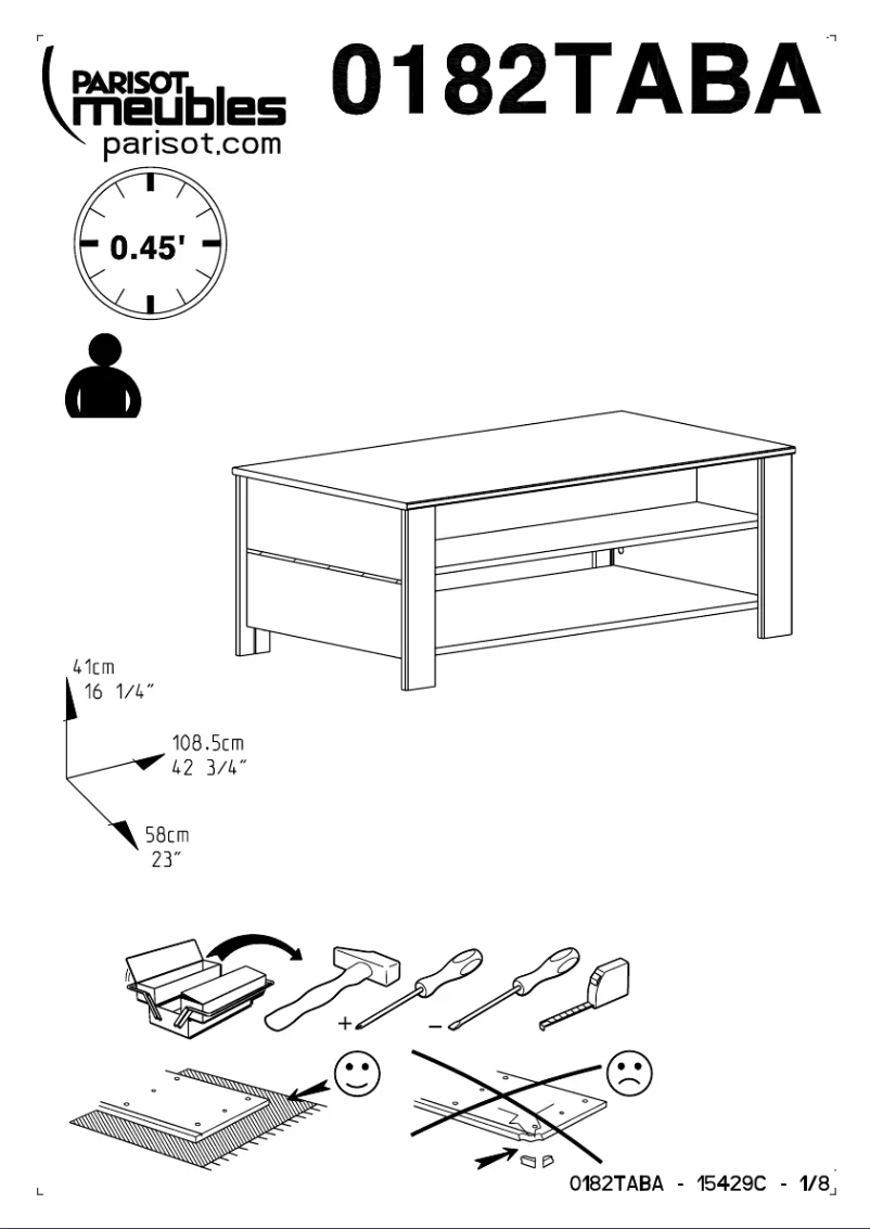 Page 1 of the manual User Manual Parisot 0182TABA