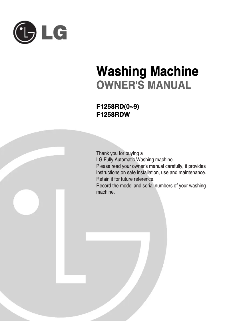 First page image of the manual for F1258RD4