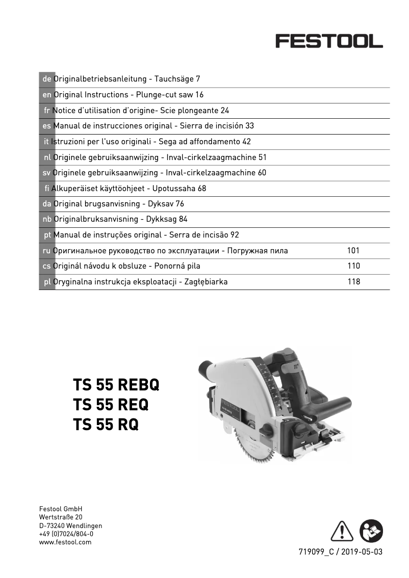 First page image of the manual for TS 55 REBQ-Plus