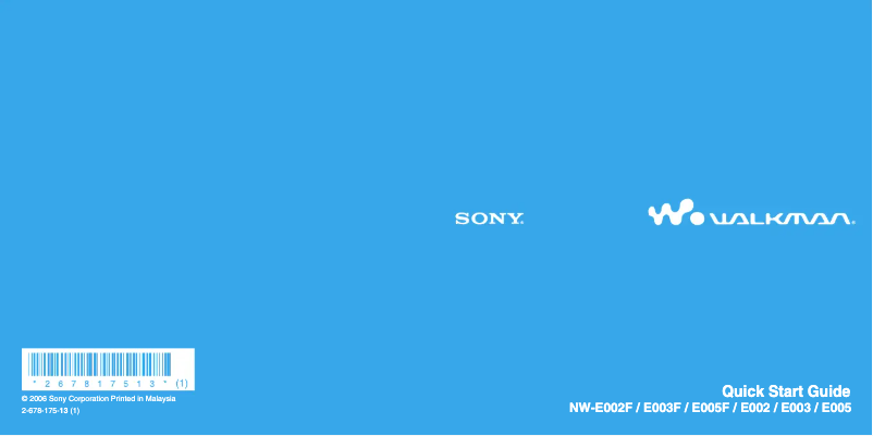 Page 1 of the manual User Manual Sony Walkman NW-E002F