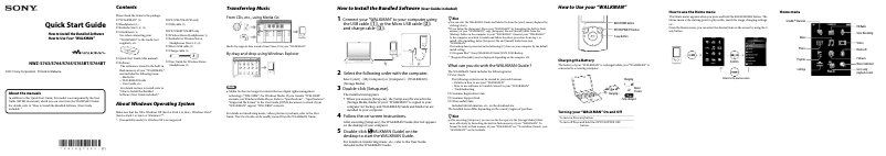 First page image of the manual for Walkman NWZ-S764