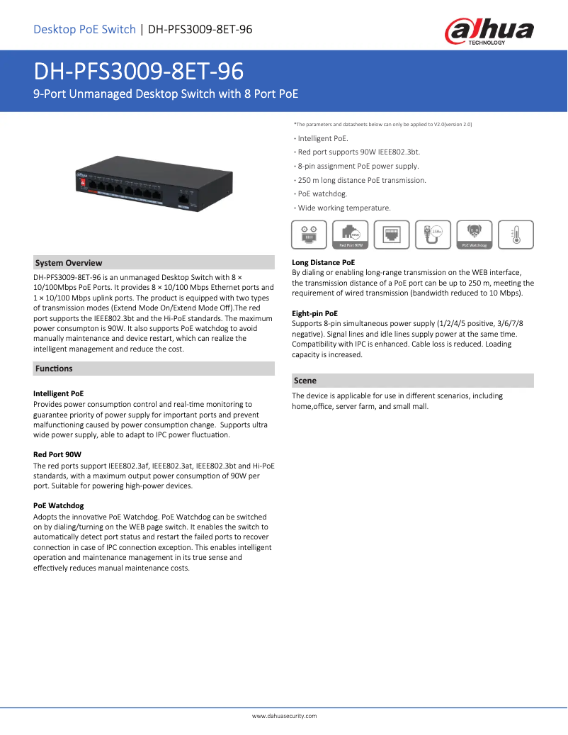 First page image of the manual for PFS3009-8ET-96