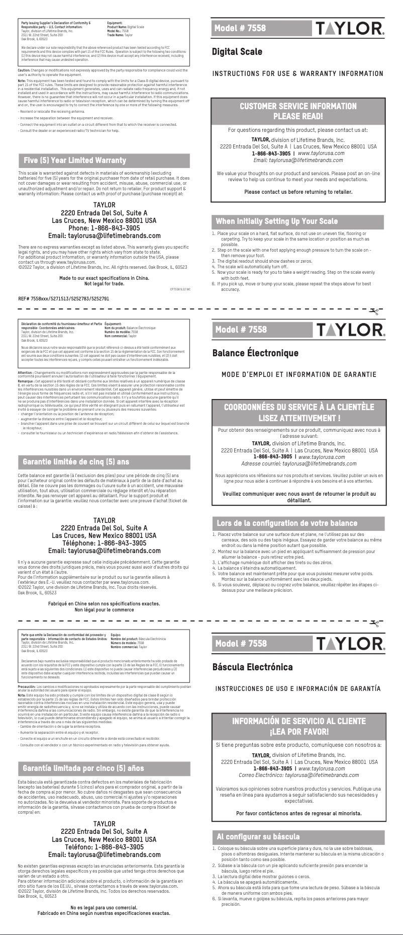 Page 1 of the manual User Manual Taylor 755841933SB