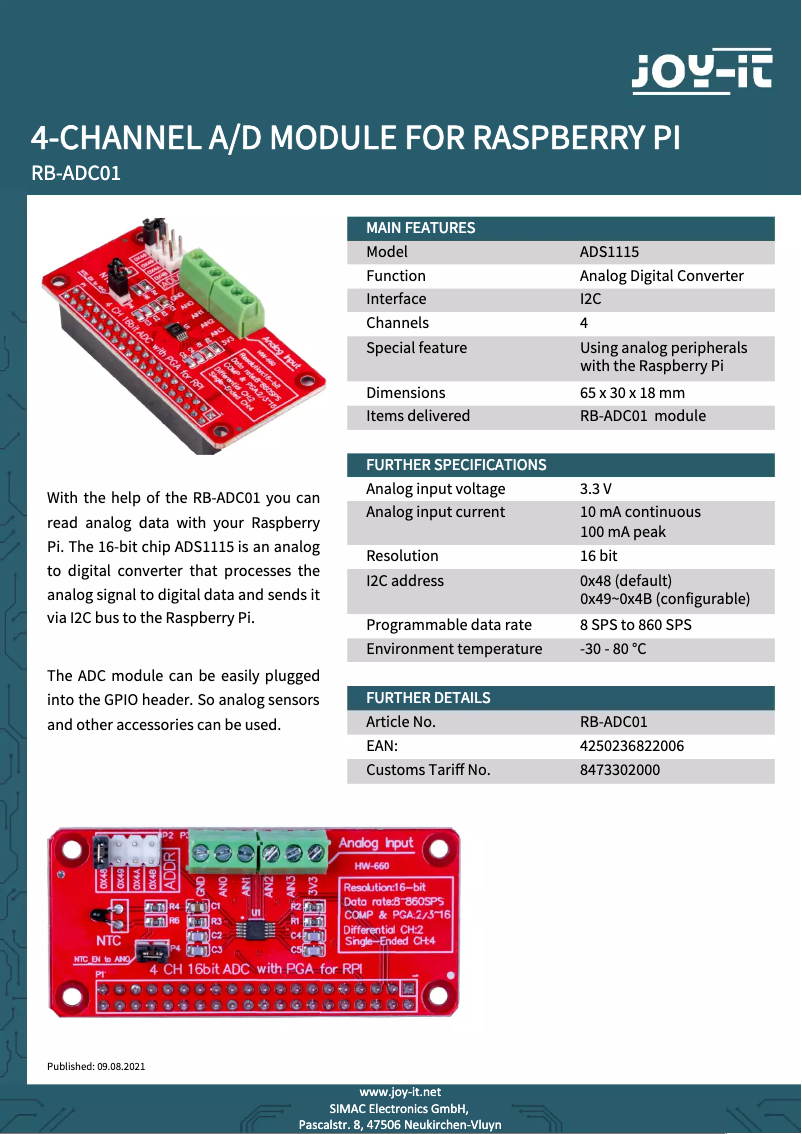 Image de la première page du manuel de l'appareil RB-ADC01