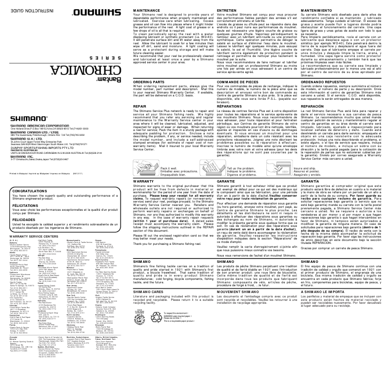 Page 1 of the manual User Manual Shimano Chromica 200A