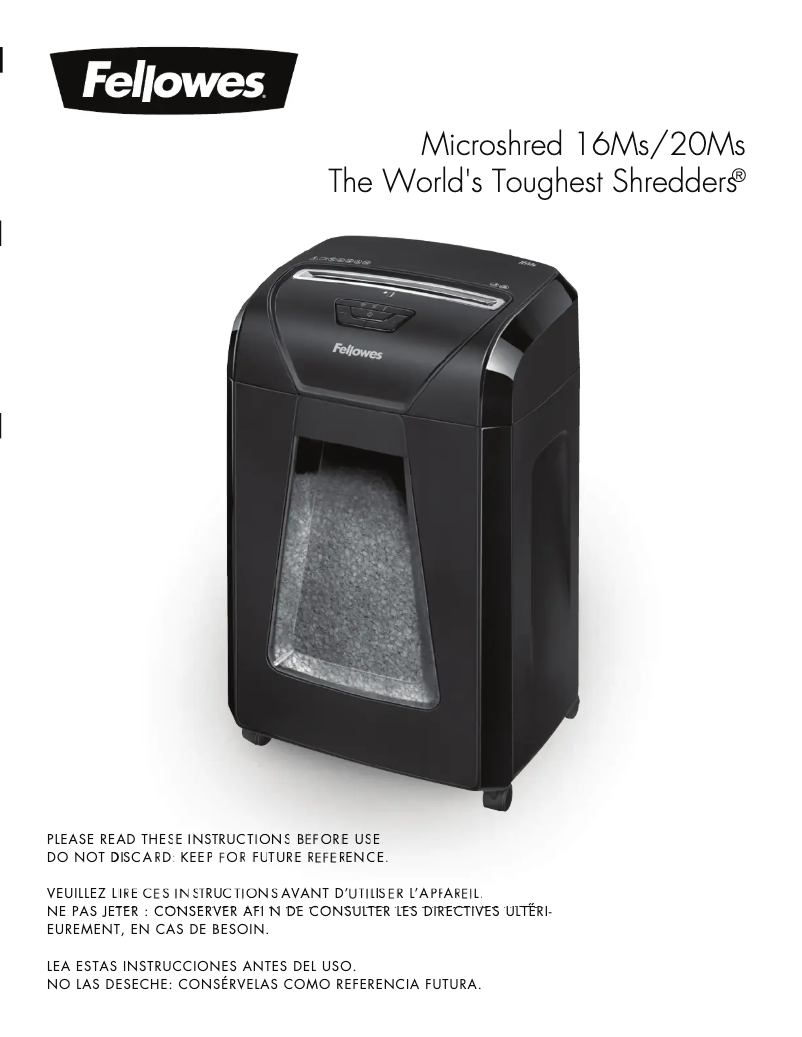 First page image of the manual for Powershred 20Ms