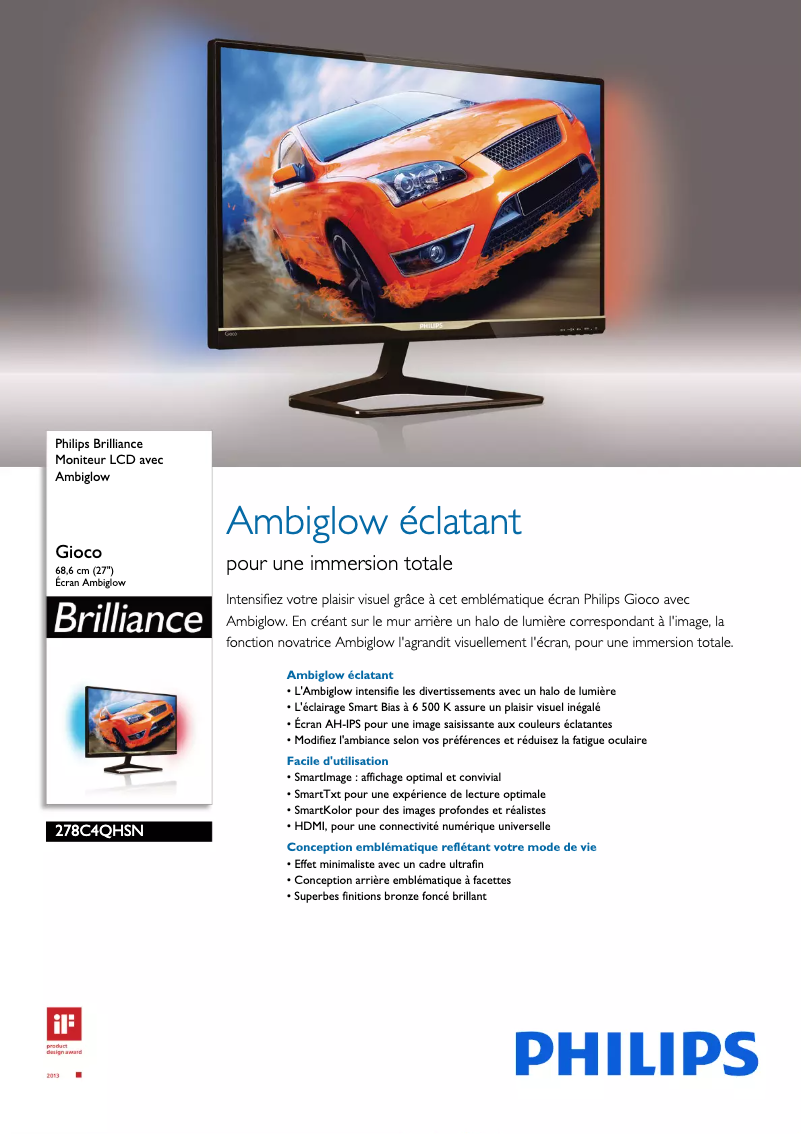 First page image of the manual for Brilliance 278C4QHSN