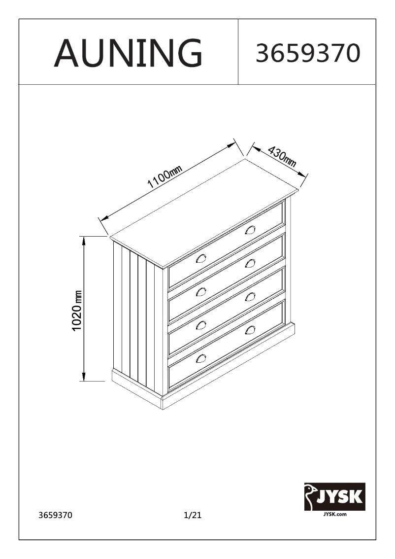 Page 1 of the manual User Manual JYSK Auning (110x102x43)