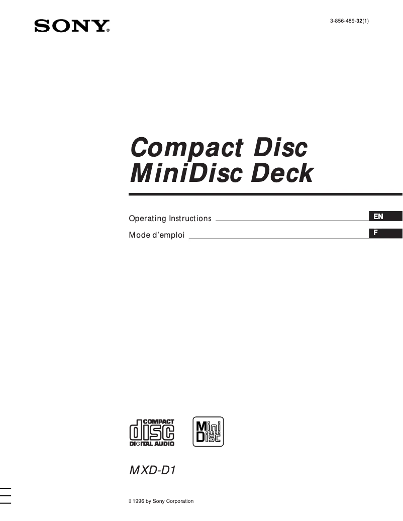 First page image of the manual for MXD-D1