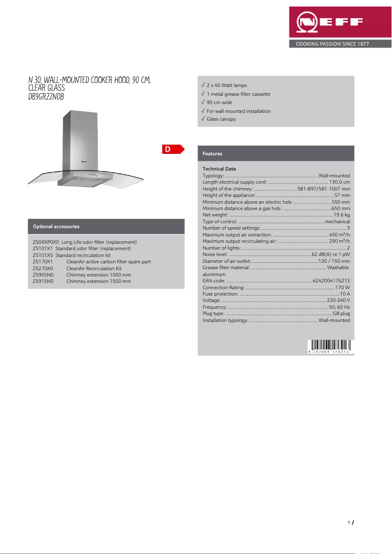 First page image of the manual for D89GR22N0B