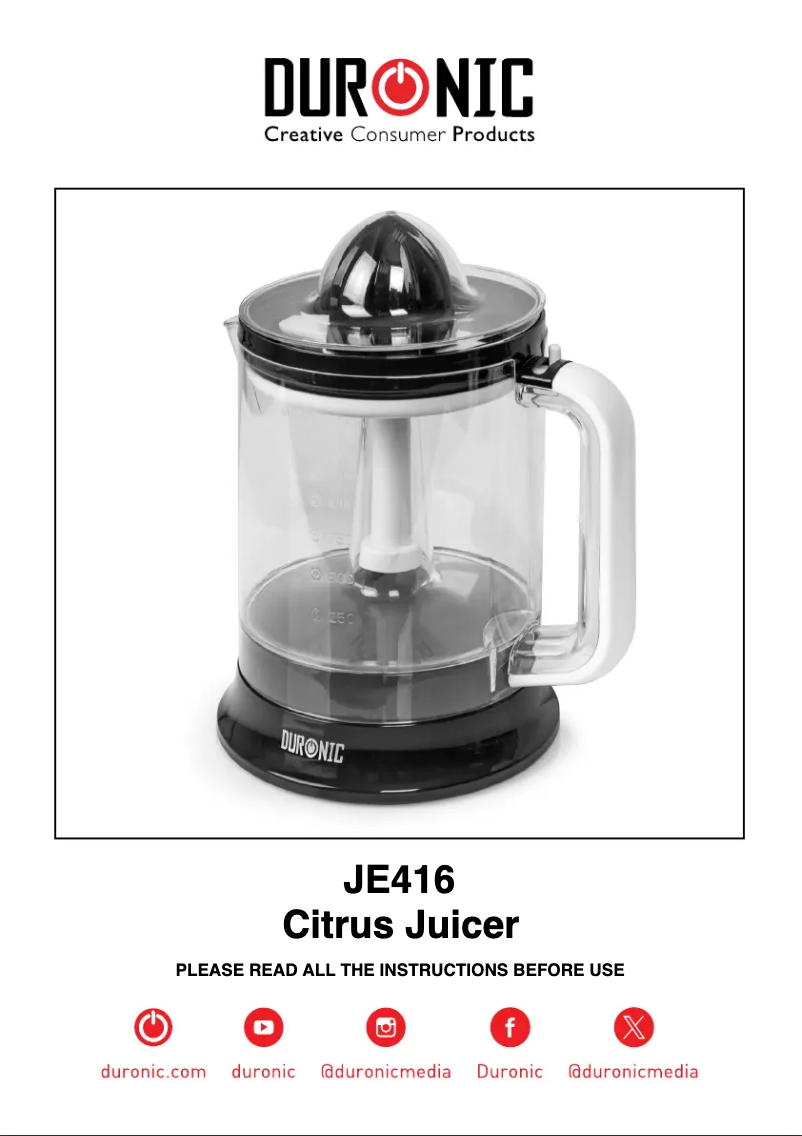 Page 1 of the manual User Manual Duronic JE416