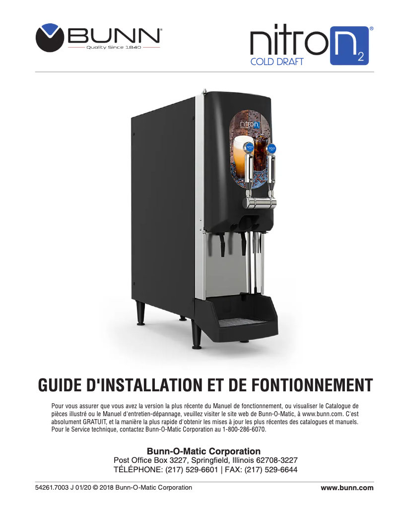 Page 1 of the manual User Manual Bunn NITRON Cold Draft