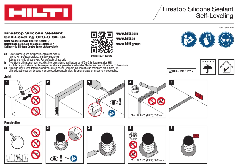 Page 1 of the manual User Manual Hilti CFS-S SIL SL