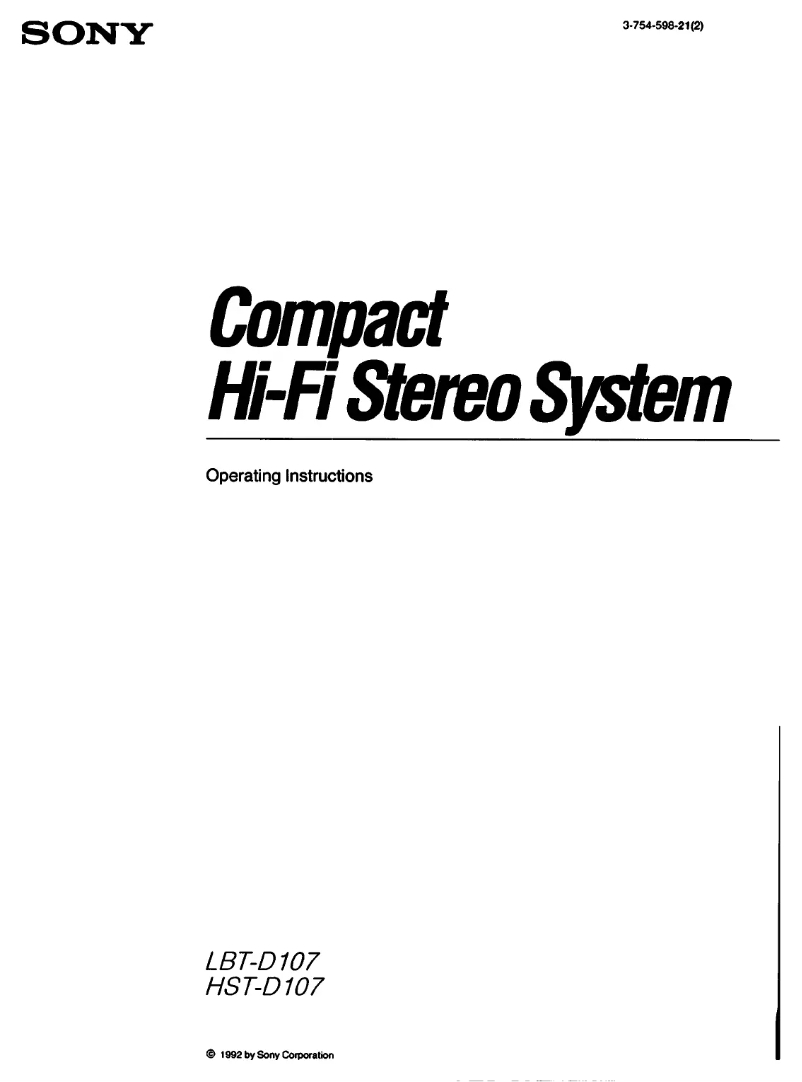 First page image of the manual for HST-D107