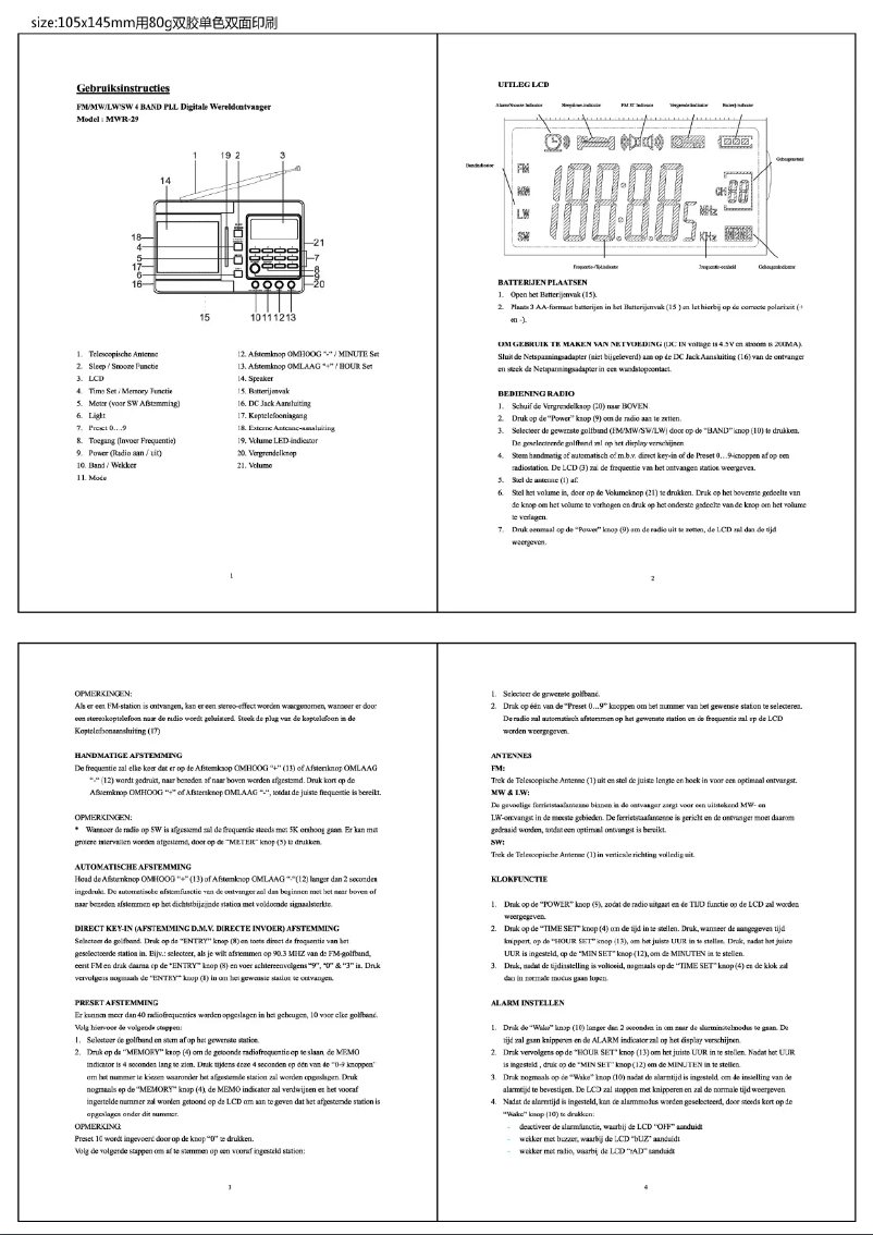 Image de la première page du manuel de l'appareil MWR-29