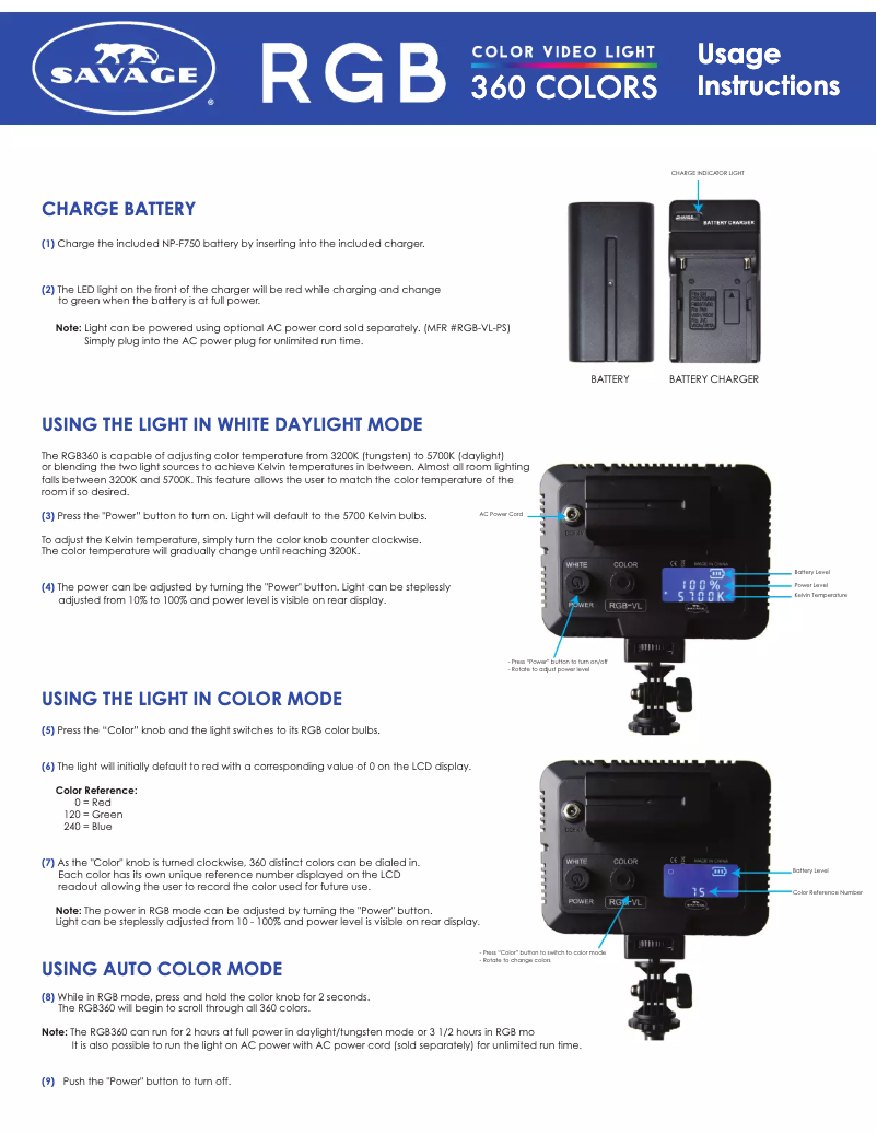 Page 1 of the manual User Manual Savage RGB360