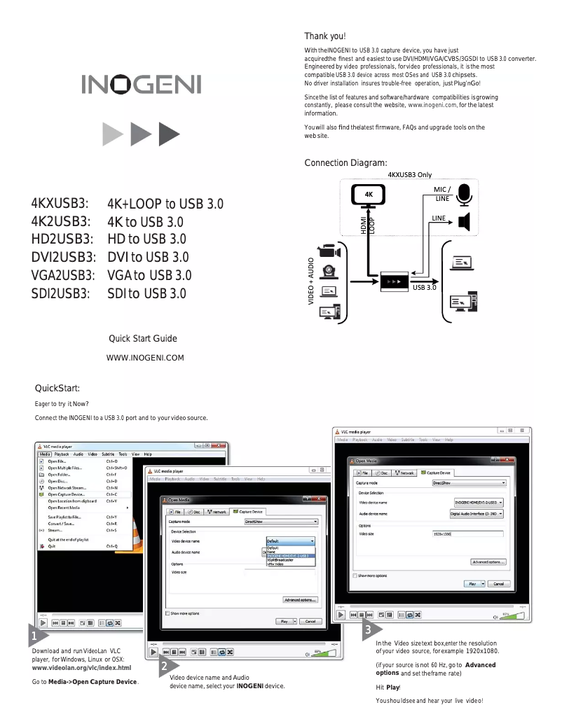 Page 1 of the manual User Manual INOGENI 4KXUSB3