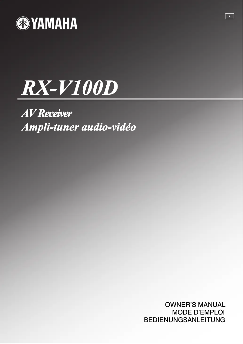 Page 1 of the manual User Manual Yamaha RX-V100D