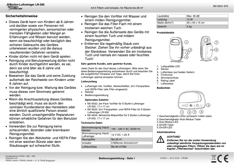 First page image of the manual for LR-500