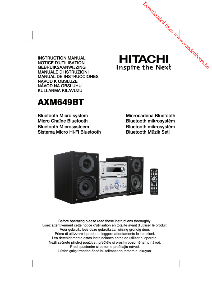 First page image of the manual for AXM649BT