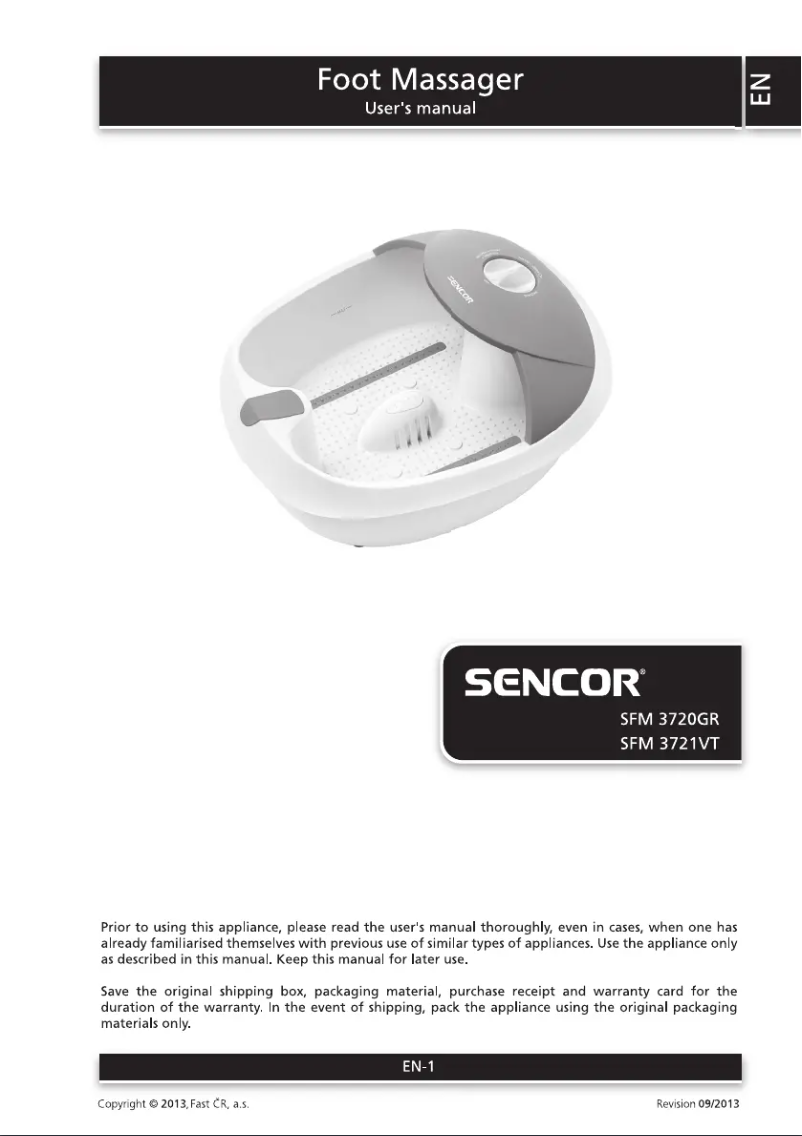 Page 1 of the manual User Manual Sencor SFM 3720GR