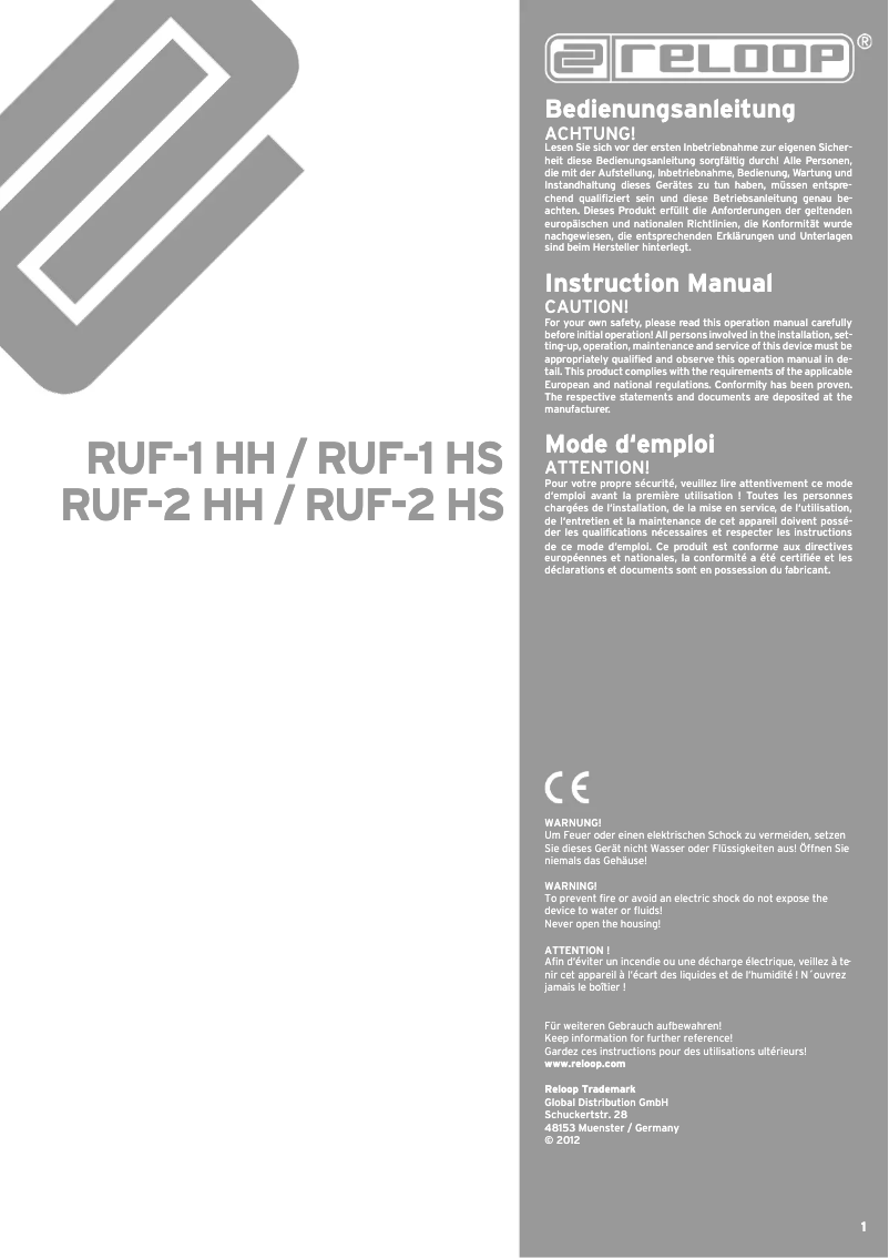 First page image of the manual for RUF-2 HS
