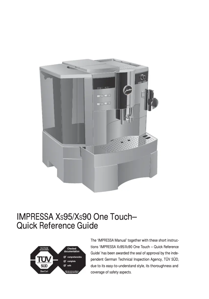 Page 1 of the manual User Manual Jura IMPRESSA X90
