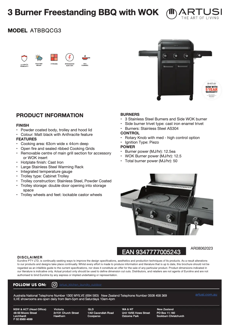 First page image of the manual for ATBBQCG3