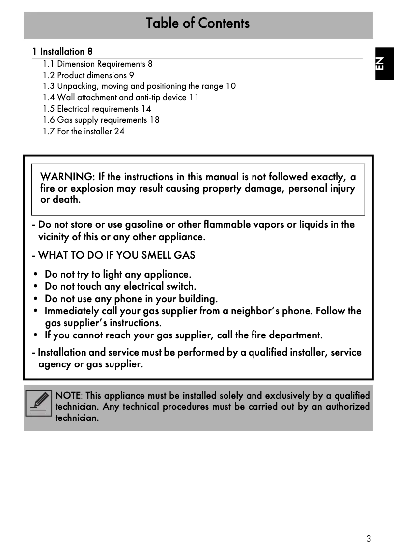 Page 1 of the manual Technical Sheet Smeg CPF30UGM