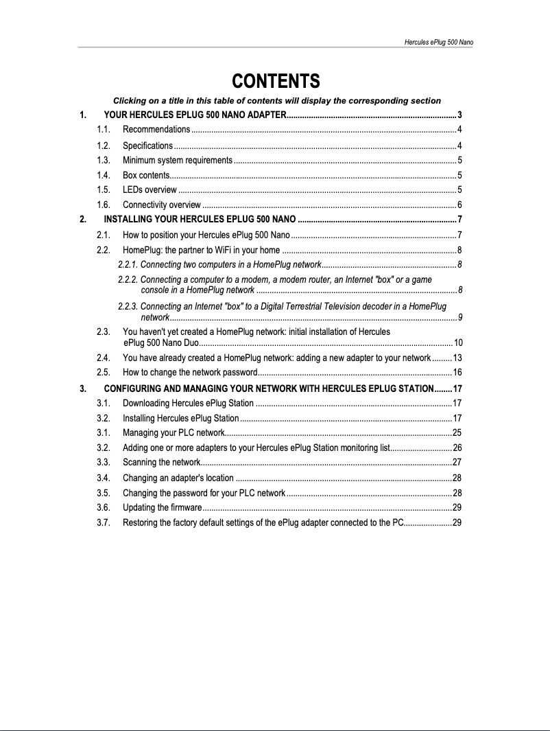 Page 1 de la notice Manuel utilisateur Hercules ePlug 500 Nano