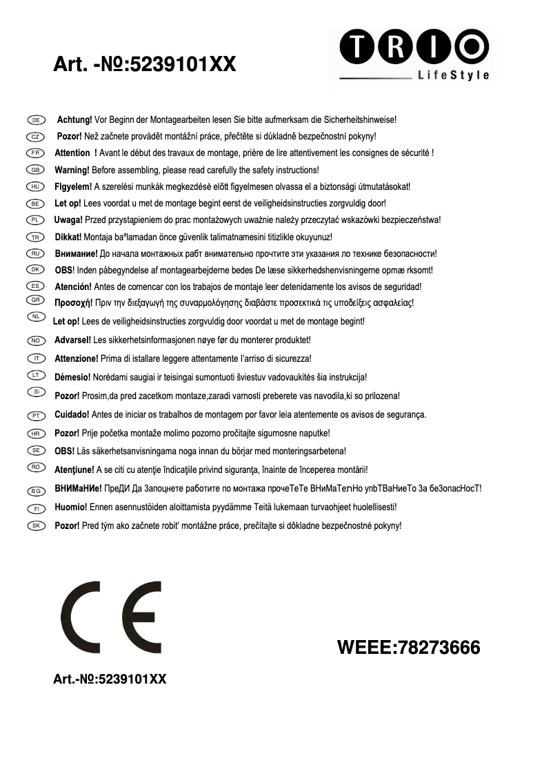 First page image of the manual for Swan 523910102