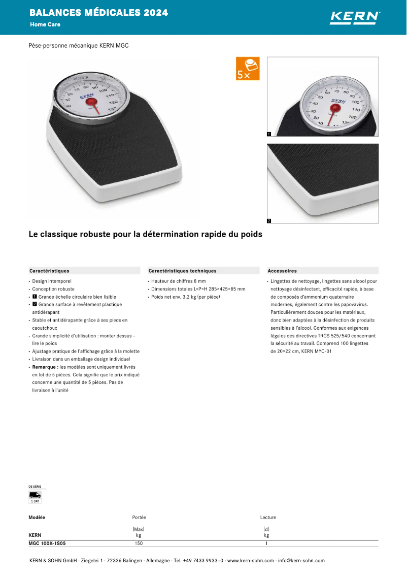 Page 1 of the manual Brochure Kern MGC 100K-1