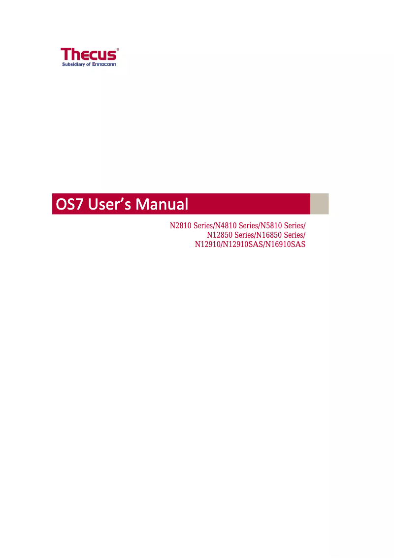 Page 1 de la notice Manuel utilisateur Thecus N12910