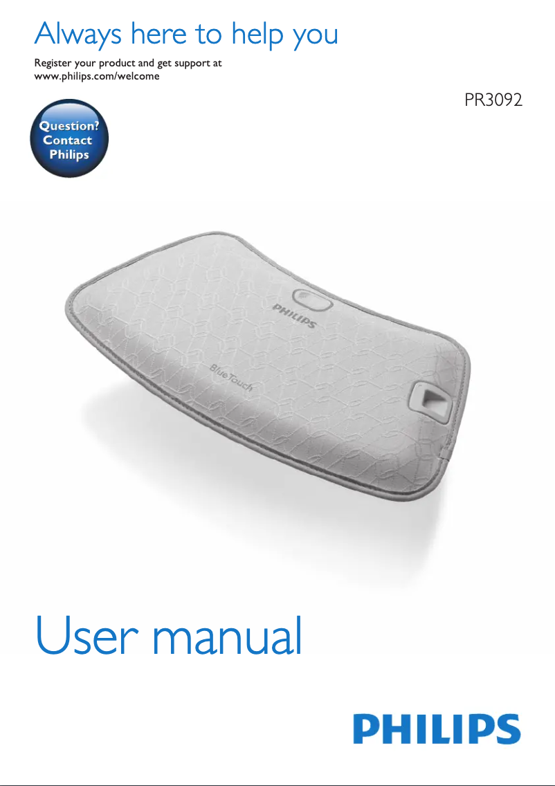 Image de la première page du manuel de l'appareil BlueTouch PR3092