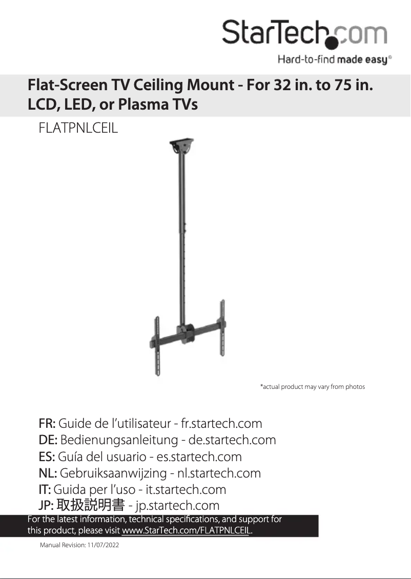 Page 1 of the manual User Manual StarTech.com FLATPNLCEIL