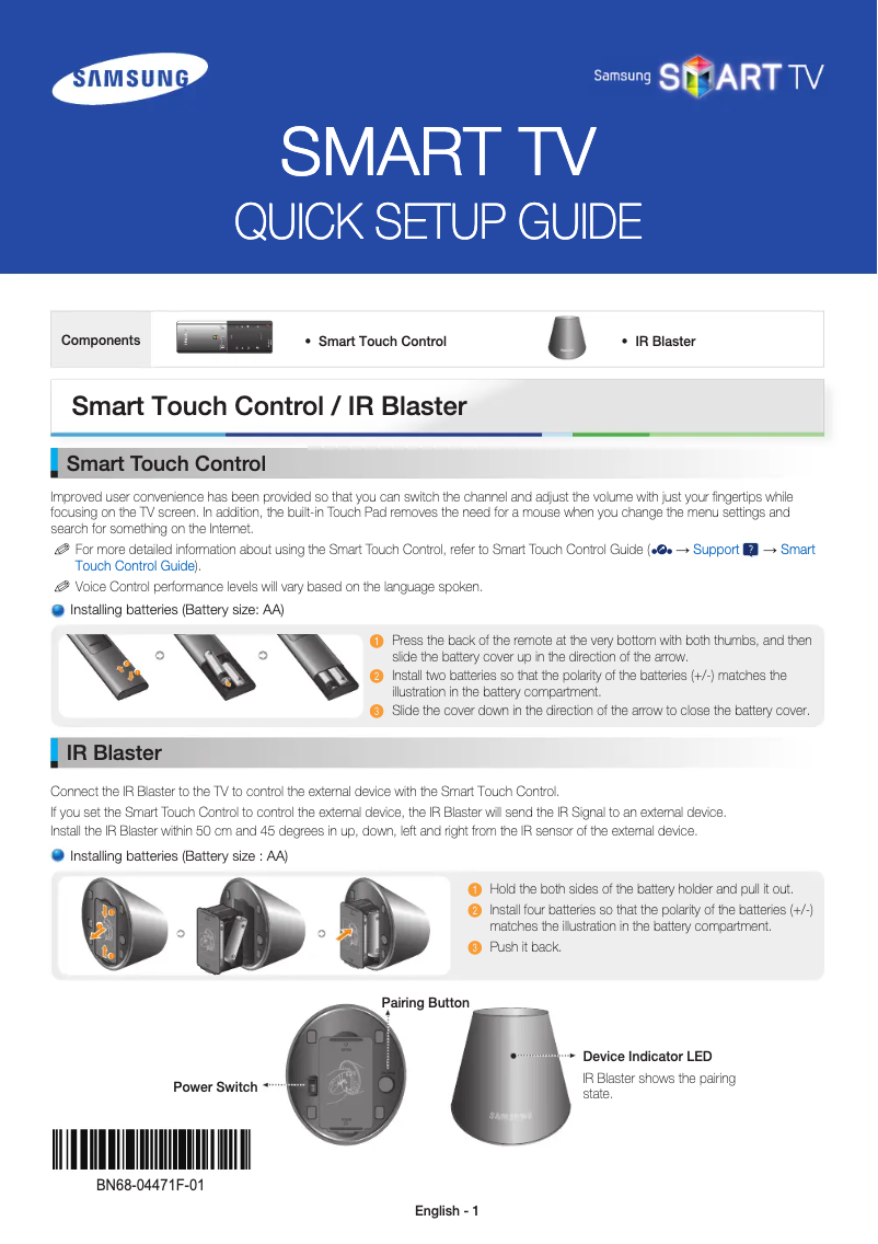 First page image of the manual for UE55ES7000