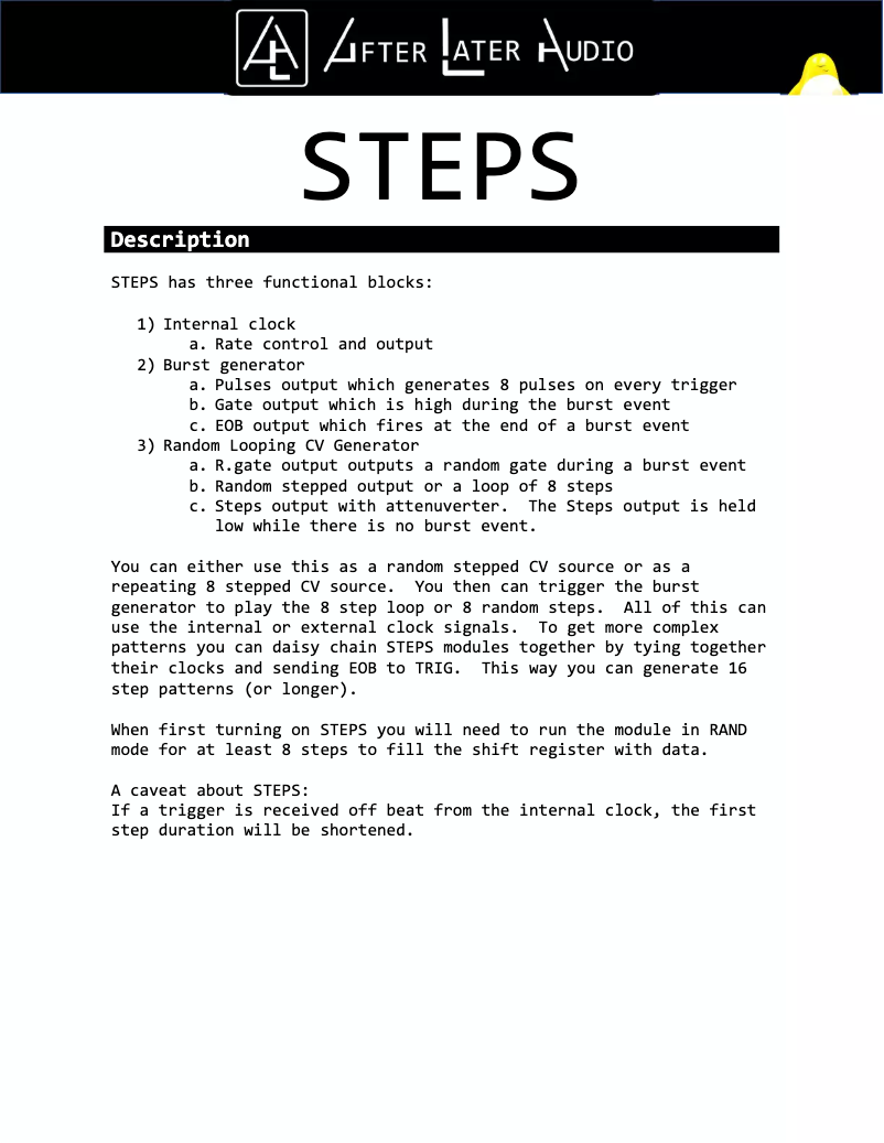 First page image of the manual for Steps