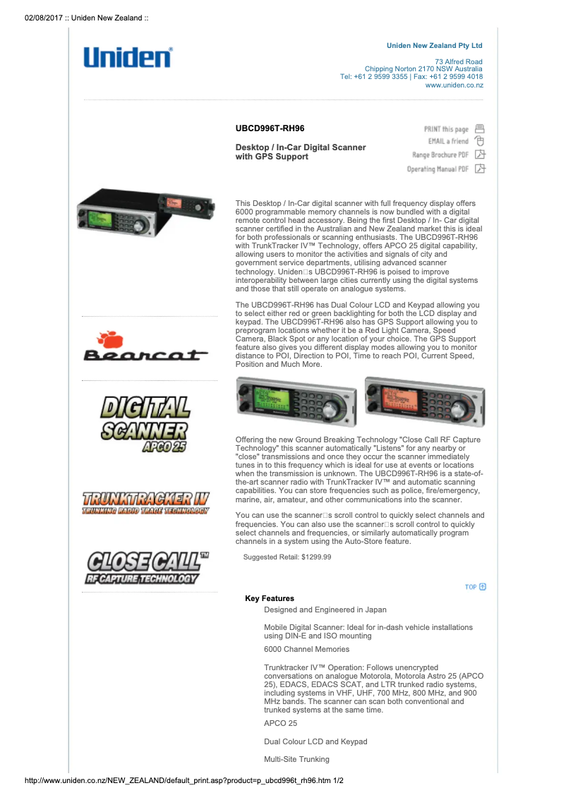 Page 1 of the manual User Manual Uniden UBCD996T-RH96